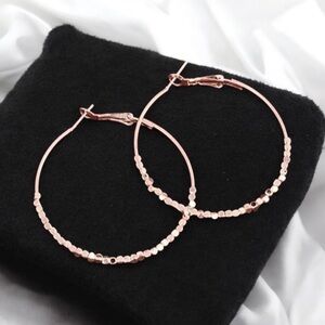 Minimalist medium sized rose gold plated hoop earrings. New.